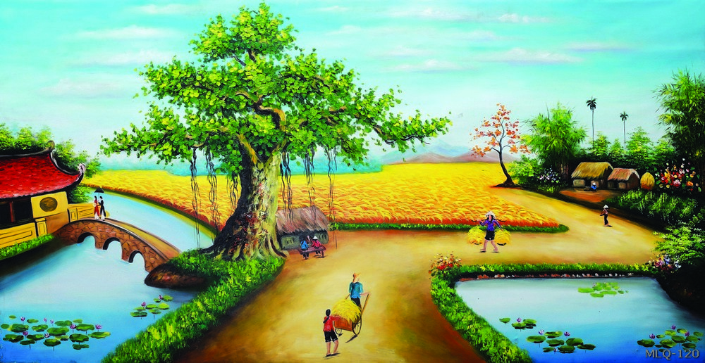 Phong cảnh làng quê - sơn dầu MLQ-120